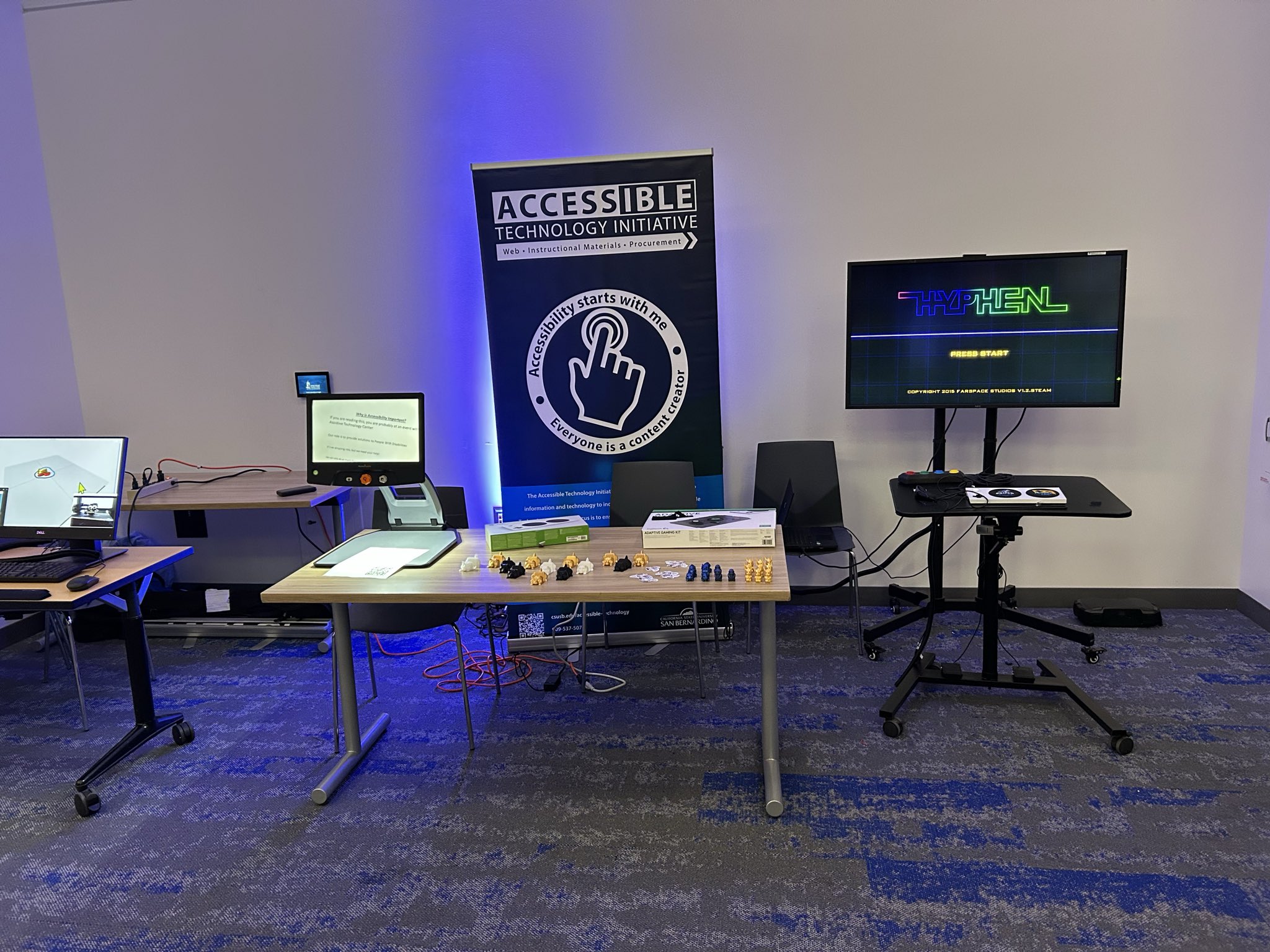 Accessibility Services set up for a campus gaming tournment.